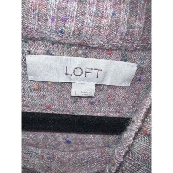 Ann Taylor LOFT Confetti Knit Sweater Womens L Mock Neck Tunic Relaxed Modest - Picture 6 of 8